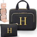 Gifts for Women, Initial Toiletry Makeup Bag Hanging Cosmetic Organizer with Embroidery Letter Personalized Nurse Teacher Appreciation Birthday Mothers Day Gifts for Mom Sister Wife Friends Auntie Her - style: H