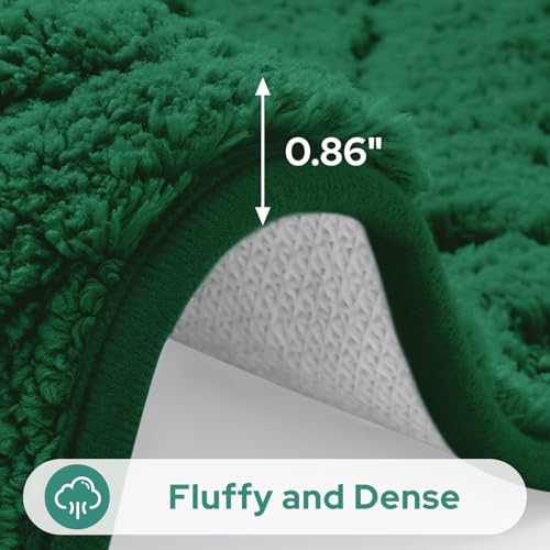 HOMEIDEAS Dark Green Bathroom Rug Set 2 Piece, Soft Microfiber Tufted Bath Mats, Super Absorbent Non Slip, Machine Washable Bathroom Rugs for Tub, Shower and Floor, 20" x 32" Plus 16" x 24" - color: Dark Green