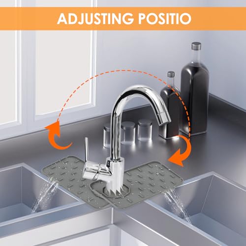 Silicone Faucet Handle Drip Faucet Mat for Kitchen Sink Slope Water Draining Mat Sink Protector Kitchen Sinks Splash Guard Silicone Sponge Holder Soap Dish Pad Tray Draining Mats