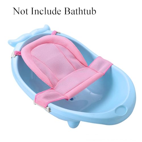 Adjustable Baby Bath Support Mesh Sling Non-Slip Infant Bathtub Shower Net Breathable Newborn Bath Cushion Pad Quick Drying Bathing Sling for Toddler Aged 0-3 (No Bathtub) - color: pink