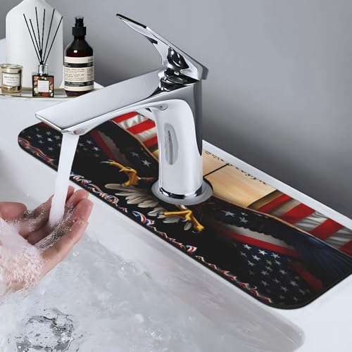 Fishing Red USA Flag Kitchen sink faucet pad, strong water absorption, anti slip, easy to clean, very suitable for splash and drip prevention, suitable for kitchens and bathrooms - color: Fishing Red USA Flag