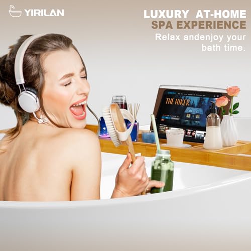 Premium Bathtub Tray Caddy, Expandable Bath Tray, Unique House Warming Gifts,Bamboo-New - color: Bamboo-new