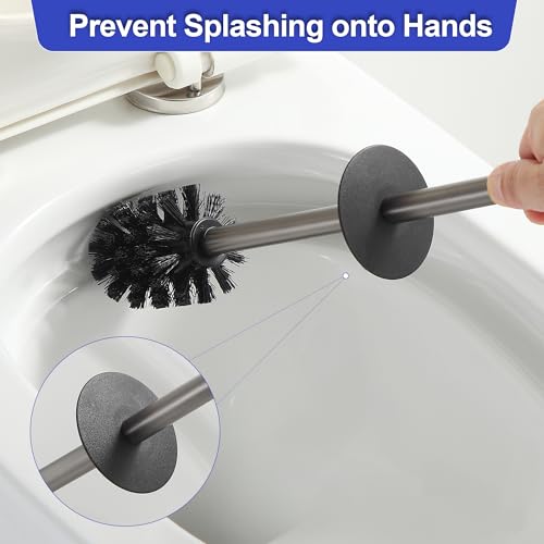 BVL Toilet Brush and Holder Set Gun Gray Freestanding Toilet Bowl Brush for Bathroom - color: Gun Gray