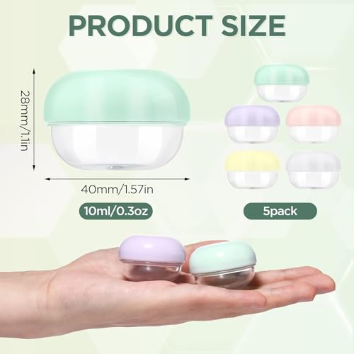 Leak Proof Mini Travel Jars, Travel Containers for Creams with Lids and Labels, Travel Bottles Lip Balm Cosmetic for Jewelry Case Toiletries Moisturizer Plastic Small Jar 5 Pcs 10ml - color: 10ml