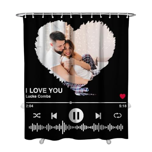 Personalized Shower Curtain Set Custom Photo Shower Curtains Modern Minimalist Home Bathroom Curtain Decor with 12 Hooks 72 Inch Wide * 84 Inch High - color: 1 Photo-3, size: 72"W x 84"L (Pack of 1)