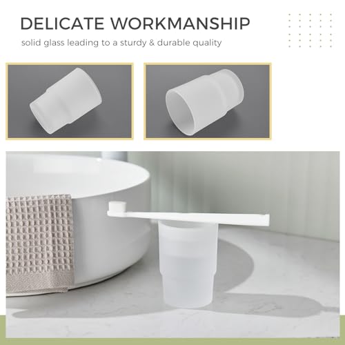 Tumbler Glass, Frosted Bathroom Rinsing Cup, Replacement Tumbler for Aomasi Toothbrush Holder - color: Frosted White