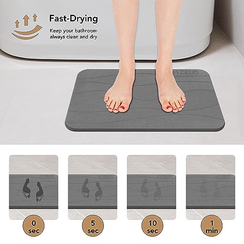 Stone Bath Mat, Diatomaceous Earth Shower Mat, Non-Slip Super Absorbent Quick Drying Bathroom Floor Mat，2 Pack, Grey - color: Gery