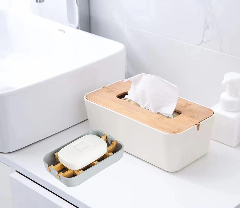 Eco-Friendly Bamboo Soap Dishes, Removable Soap/Sponge Holder for Home, Bathtub Soap Tray, Grey - color: Grey
