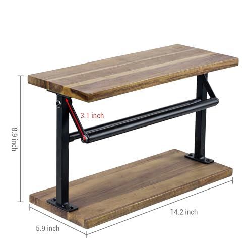 MyGift Premium Solid Acacia Wood Paper Towel Holder with Top Display Shelf and Matte Black Metal Frame, Freestanding Kitchen Countertop Disposable Roll Dispenser Storage Rack - color: Acacia Wood