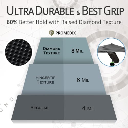 PROMEDIX P Heavy Duty Nitrile Gloves with Diamond Texture 8 Mil Latex Free Powder Free Industrial Disposable Glove - color: Black, size: X-Large