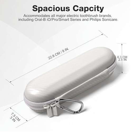 Nincha Hard Shell Electric Toothbrush Case - for Oral-B iO/Pro/Smart Series Bigger Size Travel Case Fits all Powered Toothbrushes and Accessories White - color: White