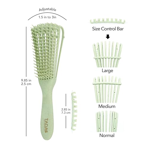 Flexible Detangling Hair Brush for Curly, Black Natural Hair, Afro Textured Size Adjustable Hairbrush (Green) - color: Green Flexible Brush