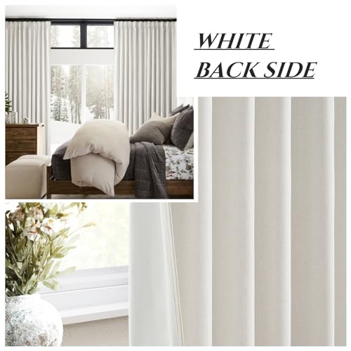 Living Room Black Out Curtains 63 Inch Long, Insulated Thermal Room Darkening Kitchen Drapes for 62 Inch Window Boho Linen Basement/Office/Dining Room/Kids (40"x63"x2 Panels)Blackout Pinch Pleated - color: Birch, size: 40"W x 63"L (Pack of 2)