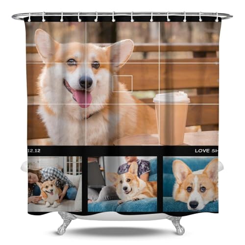 Personalized Shower Curtain Set Custom Photo Shower Curtains Modern Minimalist Home Bathroom Curtain Decor with 12 Hooks 84 Inch Wide * 72 Inch High - color: 4 Photo-2, size: 84"W x 72"L (Pack of 1)
