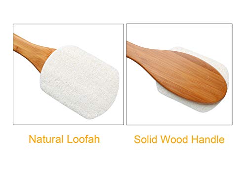 Leotruny 100% Natural Exfoliating Loofah with Long Wooden Handle | Shower Back Brush