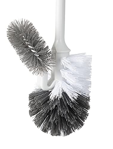Superio Toilet Bowl Brush and Holder with Under Rim Cleaner for Bathroom, Toilet Brush and Caddy with Non Scratch Bristles and Under Rim Lip Brush - size: Toilet Brush with Scrubbing Lip