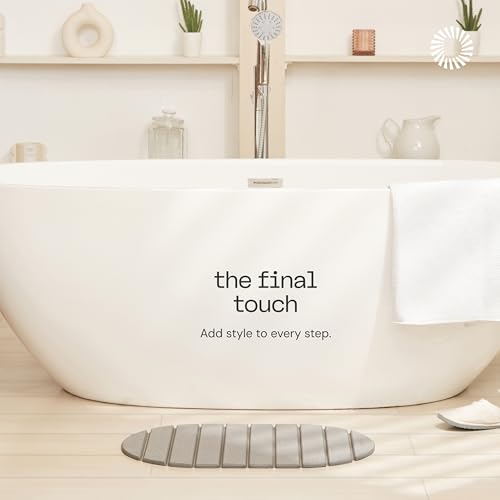 Deepstone Foldable Stone Bath Mat – Large Diatomaceous Earth Mat, Quick Dry with Non-Slip Base, Water Absorbing Bathroom and Shower Stone Mat, Easy to Clean (24” x 15”), Gray - color: Gray