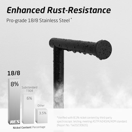 KES Extra High Black Toilet Paper Holder Freestanding 26", Toilet Paper Holder Stand with Natural Marble Base, Floor Free StandingToilet Paper Holder 18/8 Stainless Steel Matte Black, BPH284S66-BK - color: White Marble & Black Bar, size: 26"H