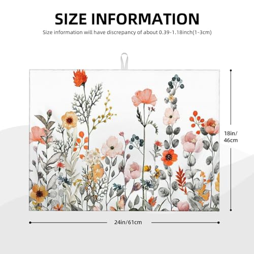 2Pcs Dish Drying Mats Faucet Mats Sets Large Size Coffee Mats Sink Faucet Mat Splash Guard for Kitchen Counter Bathroom Sink Coffee Bar Kitchen Decor (Colorful Wildflowers, 18"x24" 15" x 5.5"Set) - color: Colorful Wildflowers