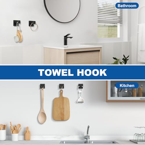 Cilee 10-Pieces Bathroom Hardware Set - Matte Black Bathroom Accessories, 24 Inch Towel Bar, Square Towel Ring, Toilet Paper Holder, Towel Hook, Wall-Mounted Stainless Steel Towel Bar Rack Set - color: 10 - Matte Black, size: 10 Pieces