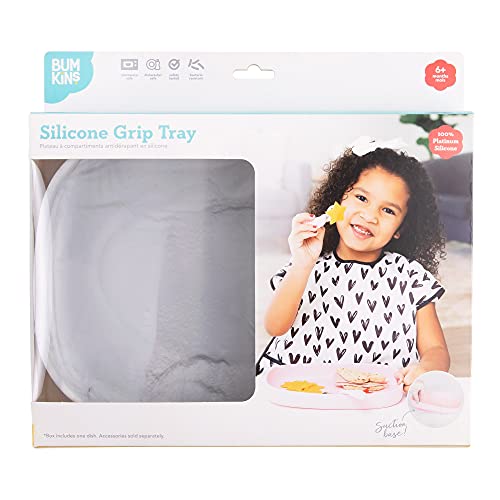 Bumkins Toddler and Baby Suction Plate, Silicone Grip Dish Large Tray for Big Kids, Fits Most Highchairs, Essential Children Feeding Supplies, Non Skid Sticky Bottom, Platinum Silicone, Marble - color: A6 Marble-GT