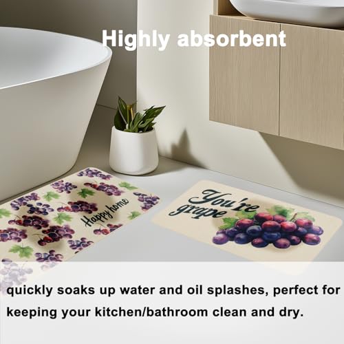 Farmhouse Funny Fruit Watermelon Rug, Easy Care Low Profile Kitchen Rugs Sets of 2, Kitchen Mats Non Slip Washable, Cute Colorful Summer Mats with Positive Vibes for Floor, Bathroom, Entryway