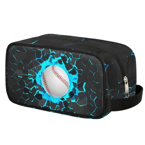 Kids Travel Toiletry Bag - Waterproof Hanging Cosmetic Hygiene Bags for Boys Men - Large Shave Kit for Toiletries Accessories Bathroom Stuff, Blue Baseball - color: Blue Baseball