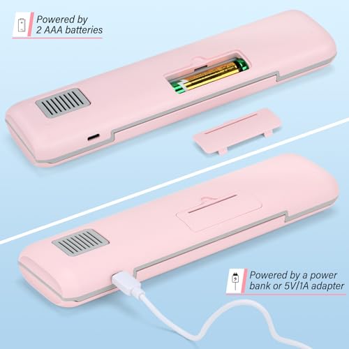YourMate Toothbrush Sanitizer Case Travel Toothbrush Covers Case for Houshold and Traveling Power by AA Battery or USB-C Pink - color: Pink