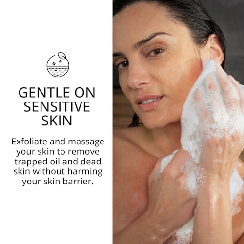 Sima Brand Exfoliating Washcloth Face & Body Scrub Towel - Japanese Exfoliating Towel with Hexagon Fibers, Body Scrubber with 2 Sides for Scrubbing & Washing, Extra Long Body Towels (White) - color: White