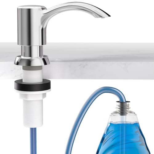 SAMODRA Built-in Kitchen Sink Soap Dispenser with Extension Tube Kit - Chrome Finish, Leak-Proof Design, No Top Refill Required (39" Tube) - color: Chrome, style: 39" Tube