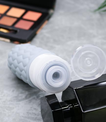 Silicone Travel Bottles for Toiletries 8 Pack Travel Size Toiletries 3.4 oz 1.7 oz, Leakproof Squeeze Travel Size Containers Refillable Cosmetic Jars Set for Shampoo, Conditioner, Creams - color: Muted Cloudy-3.4oz
