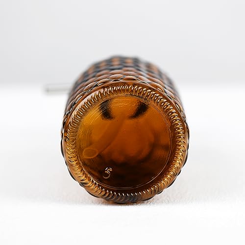 16 oz Diamond Pattern Glass Soap Dispenser, Kitchen and Bathroom Refillable Soap Dispenser with Rust Resistant Stainless Steel Pump for Hand Soap, Lotion Glass Liquid Dispenser(Amber) - color: Amber