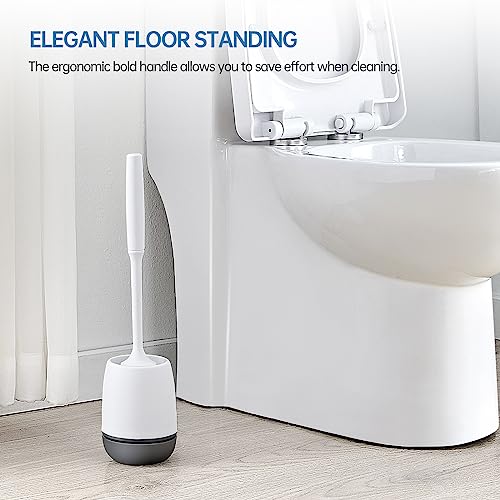 Toilet Brush, Toilet Bowl Brush and Holder Set for Bathroom, Toilet Cleaning Scrubber Cleaner Brush for Bathroom for Deep Cleaning with Stiff Plastic Bristle, Ventilated Holder (Black Head) - color: Black Head