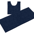 LuxUrux 2-Piece Bathroom Rug Set – Plush Chenille Runner & U-Shaped Toilet Mat, Soft, Absorbent & Non-Slip Design (20x20 U & 27x47 inches, Navy) - color: Navy, size: 2 Piece Set - X Large