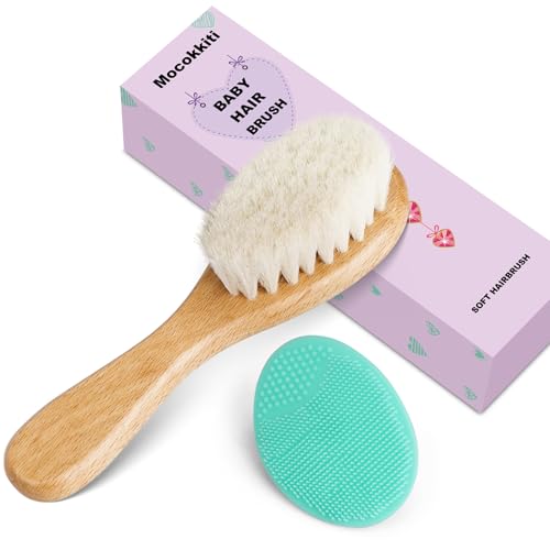 Baby Hair Brush, Goat Bristles Brush and Baby Cradle Cap Brush Set for Cradle Cap Wood Bristle Brush for Newborns and Toddlers (2 Piece) - color: 2PCS (Green Silicone Brush)