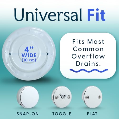 SlipX Solutions Bottomless Bath, Essential Overflow Drain Cover for Bathtub, Best Bath Accessories for Women, Adds Inches of Water to Your Tub for Deeper Soak, 4" Diameter, White - color: White