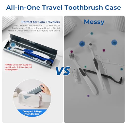 Wider Aluminum Toothbrush Travel Case, Portable Travel Toothbrush Holder, Durable Manual Toothbrush Box Container for Traveling, Bathroom, Camping, Business Trip, Gray Blue - color: Gray Blue, size: 1 Pack (Large)