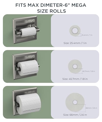 FORIOUS Recessed Toilet Paper Holder, Stainless Steel Durable Tissue Roll Holder Wall Mount for Bathroom Space Saving Design with Mounting Bracket, Wall Toilet Paper Dispenser Insert, Brushed Nickel - color: Stainless Steel
