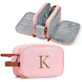 YOOLIFE Initial Toiletry Bag - Travel Toiletry Bag Makeup Bags for Women | Personalized Birthday Gifts for Women Her, Vacation Airplane Essentials Letter K Pink - color: Pink, style: K