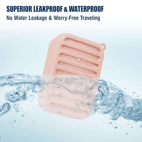 Superior Leak-Proof Silicone Travel Soap Case with Drainage Lid/Layer, Compact Bar Soap Container, Durable Soap Holder for Camping, Gym, and Travel Size Toiletries (Pink) - color: Pink