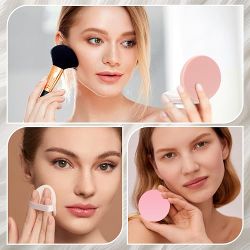 2-Pack Refillable Loose Powder Container with Puff & Mirror - 0.17 oz Travel Portable Empty Makeup Compact with Mesh for Women Girls, Pink - color: Pink