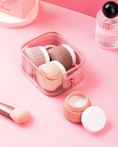 Mrsdry Travel Containers for Toiletries 4 Pack, TSA Approved Travel Size Toiletries, Portable Size Containers, With Clear Bag Leak Proof Silicone Jars, Essentials Creams Jars Carrying Small Items - color: Red Soil, size: 1 oz