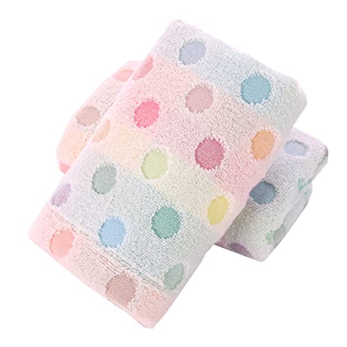 Pidada Hand Towels Set of 2 100% Cotton Colorful Polka Dot Pattern Soft Absorbent Decorative Towel for Bathroom (Beige) - color: 2 Beige