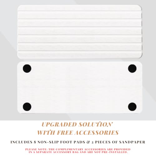 2PCS Fast-Drying Diatomite Sink Tray, Ultra-Absorbent Soap Holder for Bathroom Kitchen Countertop, Non-Slip Stone Coaster with Grooved Design & Anti-Slip Foot Pads, 8.3" x 4" x 0.4", White