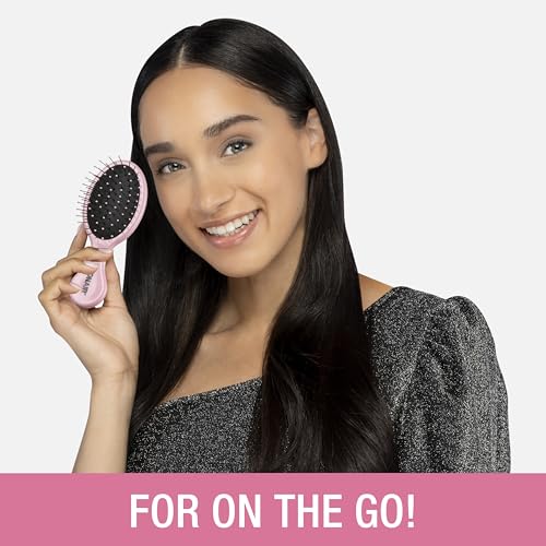 Conair Detangling Mini Hair Brush Set, 3-Pack Detangler Brushes for Wet or Dry Hair, Gentle Detangler for All Hair Types, Hair Brushes for Women and girls. gifts for her, Silver, Blue, Pink - color: Pink, Blue, Silver, size: 3 Count Travel Size