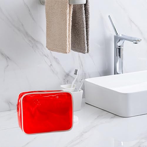 Neon TSA Approved Clear Toiletry Pouch, 7"x2.3"x4.7" Size, PVC Travel Makeup Bags for Toiletries, Transparent Cosmetic Bag for Women and Men Small (B127-D1199-1) - color: B127-D1199-1