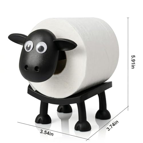 3 Pcs Black Sheeps Toilet Paper Holder NeteHon Ecorative Cute Sheep Toilet Tissue Storage Stand Unique Bathroom Decor & Fun Housewarming Gift