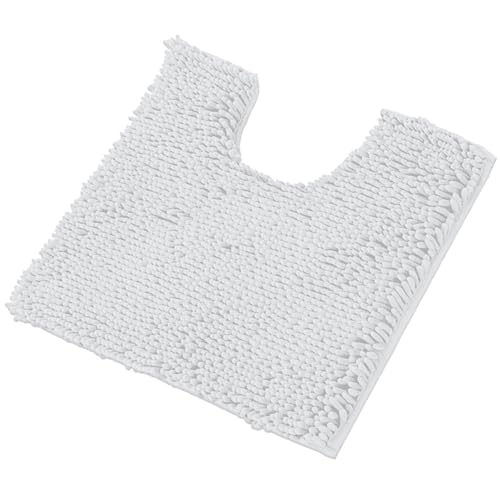 LuxUrux White Bath Mat-Extra-Soft Bath Shower Bathroom Rug,1'' Chenille Microfiber Material, Super Absorbent Shaggy Bath Rug. Machine Wash & Dry (20 x 20 inch, White) - color: White, size: 20'' X 20'' U