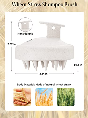 HEETA Scalp Massager Hair Growth, Soft Silicone Scalp Scrubber Shampoo Brush for Exfoliation, Dandruff Removal & Head Massage Stress Relax, Wet & Dry Use for Thick, Thin Hair Care, Wheat Straw Beige - color: New Beige
