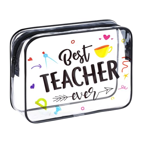 Teach Bag Clear Zipper Pouch, Teacher Survival Kit Bag, Clear Makeup Cosmetic Bag, PVC Waterproof Travel Toiletry Bag Graduation Thanks Gift (A) - style: A